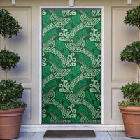 Forest Green Monstera Door Cover Polynesian Tribal Pattern - Polynesian Pride