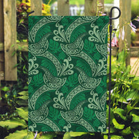 Forest Green Monstera Garden Flag Polynesian Tribal Pattern - Polynesian Pride