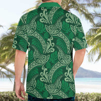 Forest Green Monstera Hawaiian Shirt Polynesian Tribal Pattern - Polynesian Pride