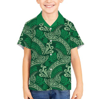 Forest Green Monstera Hawaiian Shirt Polynesian Tribal Pattern - Polynesian Pride
