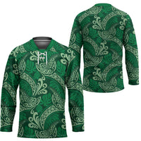 Forest Green Monstera Hockey Jersey Polynesian Tribal Pattern - Polynesian Pride