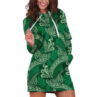 Forest Green Monstera Hoodie Dress Polynesian Tribal Pattern LT01 Green - Polynesian Pride