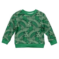 Forest Green Monstera Kid Ugly Christmas Sweater Polynesian Tribal Pattern LT01 Kid Green - Polynesian Pride