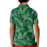 Forest Green Monstera Kid Polo Shirt Polynesian Tribal Pattern LT01 - Polynesian Pride