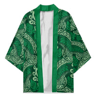 Forest Green Monstera Kimono Polynesian Tribal Pattern LT01 Unisex Green - Polynesian Pride