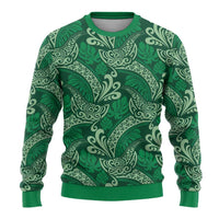 Forest Green Monstera Ugly Christmas Sweater Polynesian Tribal Pattern - Polynesian Pride