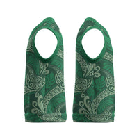 Forest Green Monstera Christmas Knitted V-Neck Vest Polynesian Tribal Pattern LT01 - Polynesian Pride