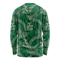 Forest Green Monstera Long Sleeve Shirt Polynesian Tribal Pattern LT01 - Polynesian Pride