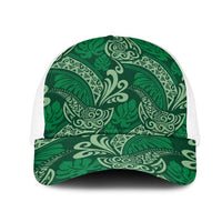 Forest Green Monstera Mesh Trucker Cap Polynesian Tribal Pattern LT01 One Size White Green - Polynesian Pride