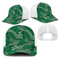 Forest Green Monstera Mesh Trucker Cap Polynesian Tribal Pattern LT01 - Polynesian Pride