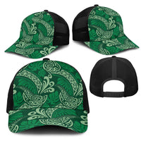 Forest Green Monstera Mesh Trucker Cap Polynesian Tribal Pattern LT01 - Polynesian Pride