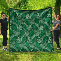 Forest Green Monstera Quilt Polynesian Tribal Pattern - Polynesian Pride