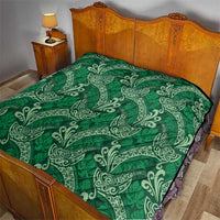 Forest Green Monstera Quilt Polynesian Tribal Pattern - Polynesian Pride