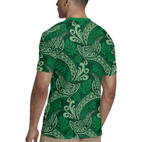 Forest Green Monstera Rugby Jersey Polynesian Tribal Pattern - Polynesian Pride