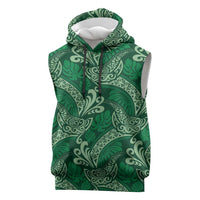 Forest Green Monstera Sleeveless Hoodie Polynesian Tribal Pattern LT01 Green - Polynesian Pride