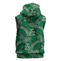Forest Green Monstera Sleeveless Hoodie Polynesian Tribal Pattern LT01 - Polynesian Pride