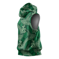Forest Green Monstera Sleeveless Hoodie Polynesian Tribal Pattern LT01 - Polynesian Pride
