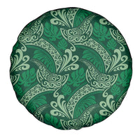 Forest Green Monstera Spare Tire Cover Polynesian Tribal Pattern - Polynesian Pride