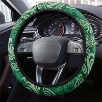 Forest Green Monstera Steering Wheel Cover Polynesian Tribal Pattern LT01 - Polynesian Pride