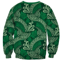 Forest Green Monstera Sweatshirt Polynesian Tribal Pattern LT01 - Polynesian Pride