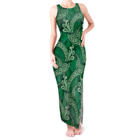 Forest Green Monstera Tank Maxi Dress Polynesian Tribal Pattern LT01 Women Green - Polynesian Pride