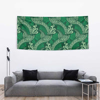Forest Green Monstera Tapestry Polynesian Tribal Pattern - Polynesian Pride