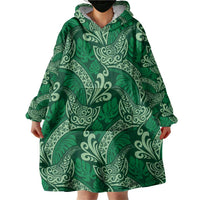 Forest Green Monstera Wearable Blanket Hoodie Polynesian Tribal Pattern LT01 - Polynesian Pride