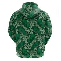Forest Green Monstera Zip Hoodie Polynesian Tribal Pattern LT01 - Polynesian Pride