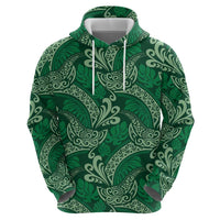 Forest Green Monstera Zip Hoodie Polynesian Tribal Pattern LT01 - Polynesian Pride
