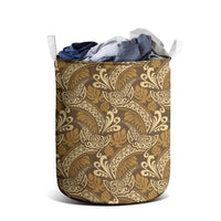 Brown Gold Monstera Laundry Basket Polynesian Tribal Pattern LT01 - Polynesian Pride