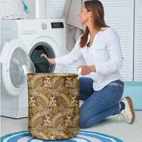 Brown Gold Monstera Laundry Basket Polynesian Tribal Pattern LT01 - Polynesian Pride