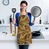 Brown Gold Monstera Apron Polynesian Tribal Pattern LT01 - Polynesian Pride
