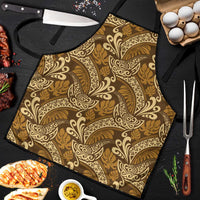 Brown Gold Monstera Apron Polynesian Tribal Pattern LT01 Gold - Polynesian Pride