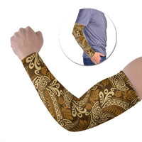 Brown Gold Monstera Arm Sleeves Polynesian Tribal Pattern LT01 Set of 2 Gold - Polynesian Pride