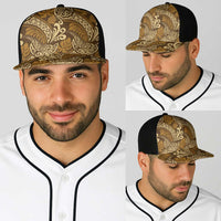 Brown Gold Monstera Baseball Net Cap Polynesian Tribal Pattern LT01 - Polynesian Pride