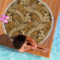 Brown Gold Monstera Beach Blanket Polynesian Tribal Pattern - Polynesian Pride