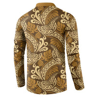 Brown Gold Monstera Button Sweatshirt Polynesian Tribal Pattern LT01 - Polynesian Pride