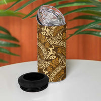 Brown Gold Monstera 4 in 1 Can Cooler Tumbler Polynesian Tribal Pattern LT01 - Polynesian Pride