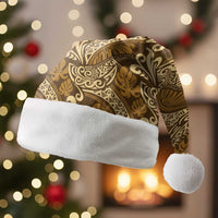 Brown Gold Monstera Christmas Santa Hat Polynesian Tribal Pattern LT01 Without Fur Gold - Polynesian Pride