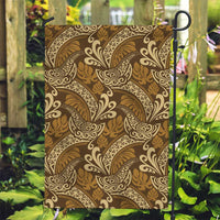 Brown Gold Monstera Garden Flag Polynesian Tribal Pattern - Polynesian Pride