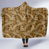 Brown Gold Monstera Hooded Blanket Polynesian Tribal Pattern LT01 One Size Gold - Polynesian Pride