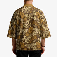 Brown Gold Monstera Kimono Polynesian Tribal Pattern LT01 - Polynesian Pride