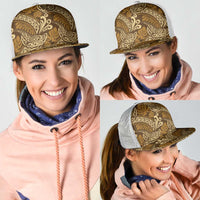 Brown Gold Monstera Mesh Trucker Cap Polynesian Tribal Pattern LT01 - Polynesian Pride