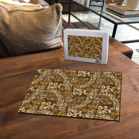 Brown Gold Monstera Puzzle Polynesian Tribal Pattern LT01 - Polynesian Pride