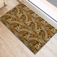 Brown Gold Monstera Rubber Doormat Polynesian Tribal Pattern LT01 - Polynesian Pride