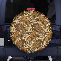 Brown Gold Monstera Spare Tire Cover Polynesian Tribal Pattern - Polynesian Pride