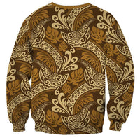 Brown Gold Monstera Sweatshirt Polynesian Tribal Pattern LT01 - Polynesian Pride