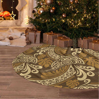 Brown Gold Monstera Tree Skirt Polynesian Tribal Pattern LT01 - Polynesian Pride