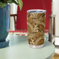 Brown Gold Monstera Tumbler Cup Polynesian Tribal Pattern LT01 - Polynesian Pride