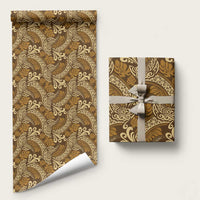 Brown Gold Monstera Wrapping Paper Polynesian Tribal Pattern LT01 58" × 23" Gold - Polynesian Pride